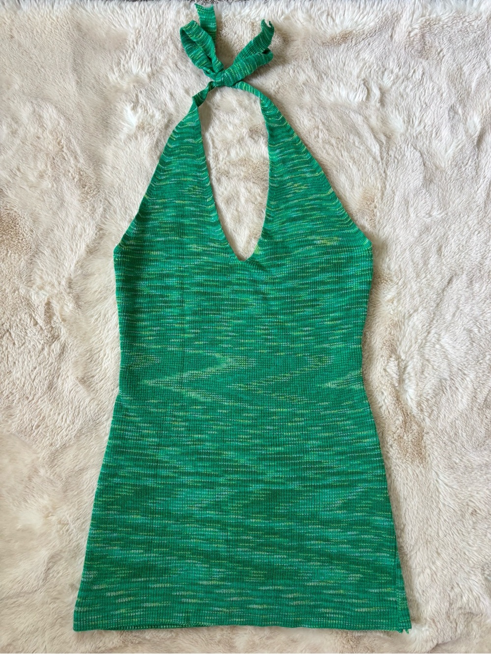 Green Halter Tie Bodycon Mini Dress